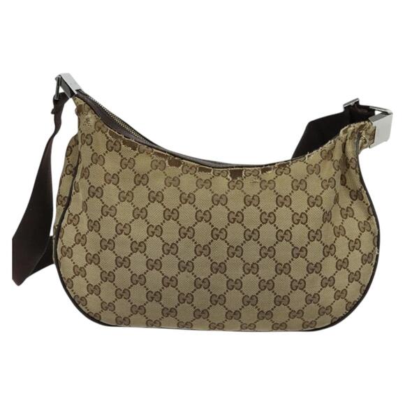 GUCCI GG Canvas Shoulder Bag Beige Silver - Picture 3 of 12